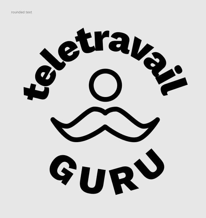 La version arrondie du logo, dans lequel le cercle est remplacé par le mot télétravail.guru, où le texte suit la forme du cercle initial.